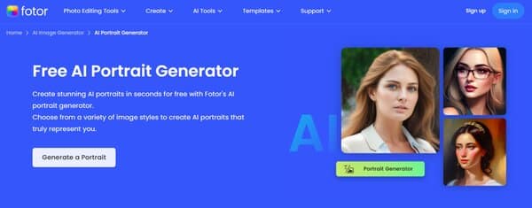 Fotor Free AI Portrait Generator