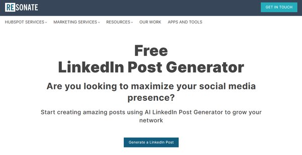 Resonate Free LinkedIn Post Generator