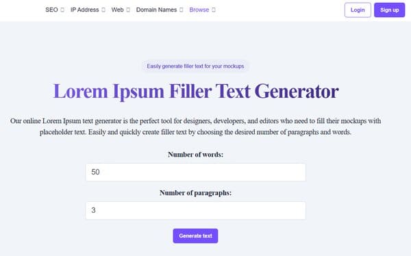 Hellotools Lorem Ipsum Filler Text Generator