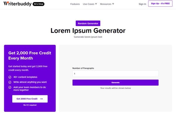 WriteBuddy Lorem Ipsum Generator